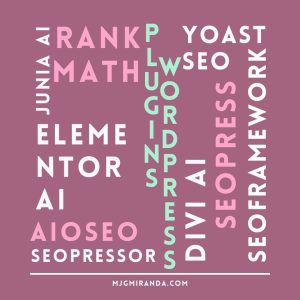 plugins SEO con IA para optimizar sitio web en wordpress, yoast, rankmath, AIOseo, SEOpress, SEOframework